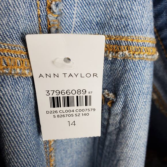 NEW Ann Taylor Straight Jeans Sz 14 Light Indigo Blue Wash Stretch Denim 28" Ins - Picture 7 of 16